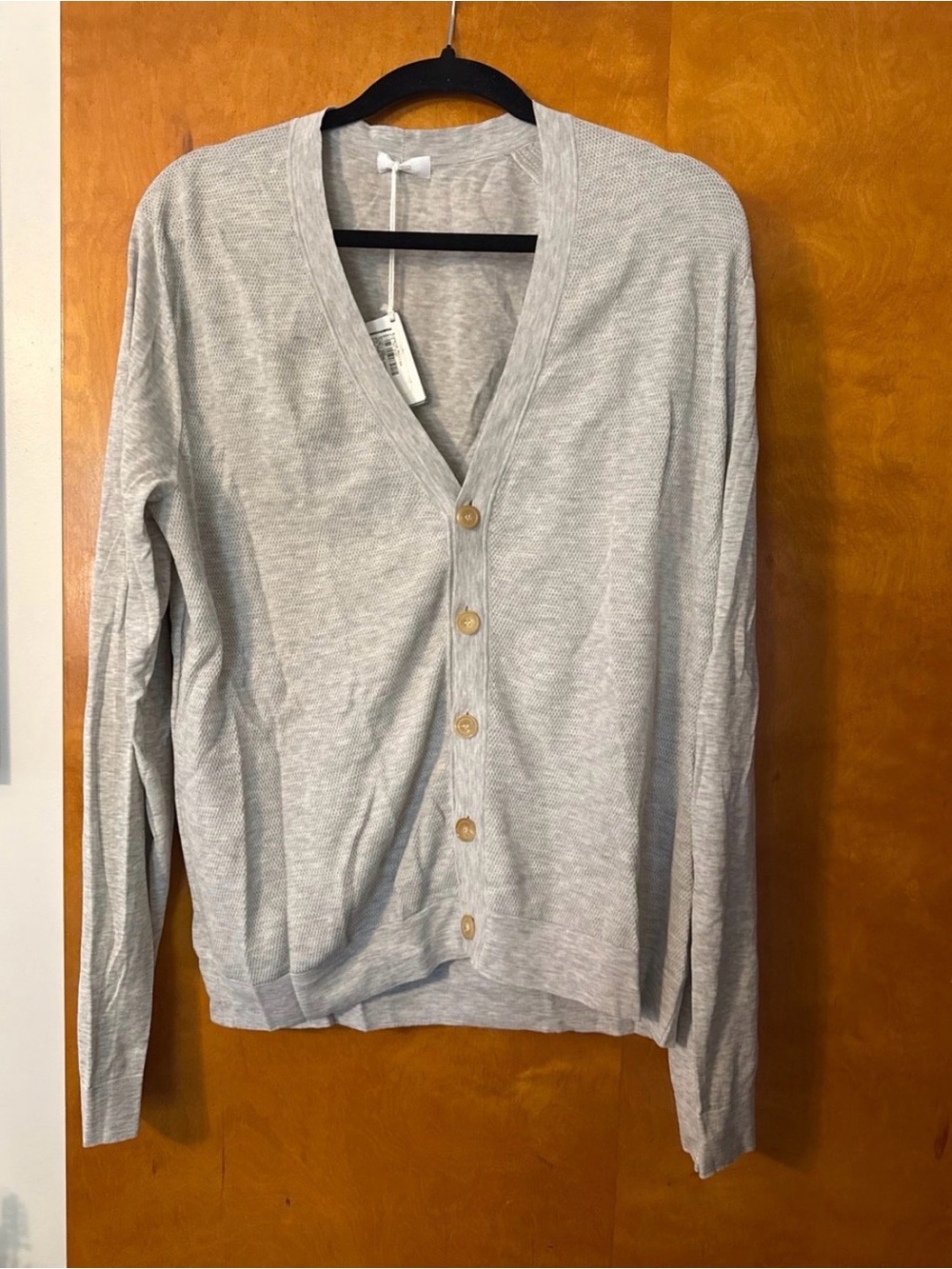 Malo Light Gray Button-Front V-Neck Cardigan